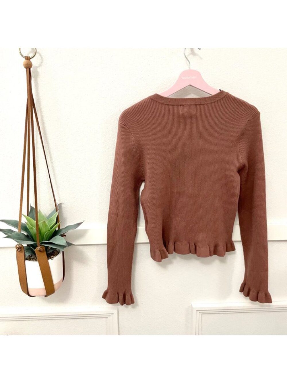 NWT H&M Ruffle Cardigan Dusty Rose Size M Romantic Minimalist Balletcore - Picture 6 of 6